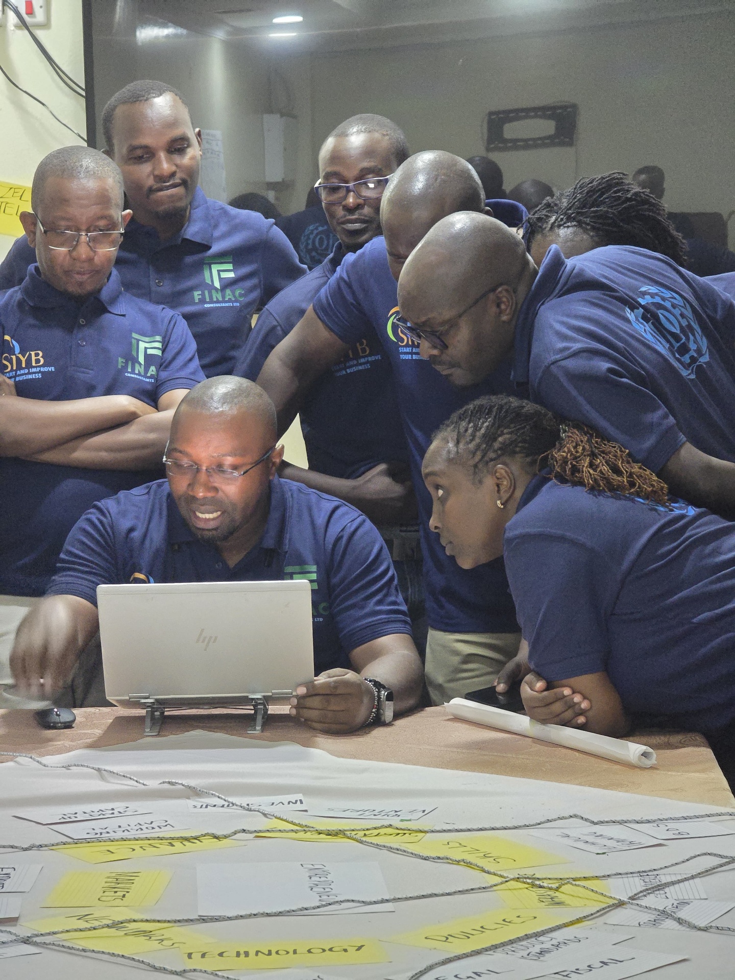 FINAC consultants reviewing a business ecosystem map